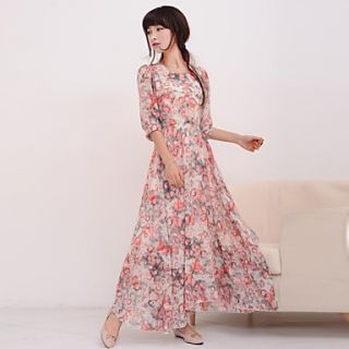 Womens Floral ½ Length Sleeve Long Dress