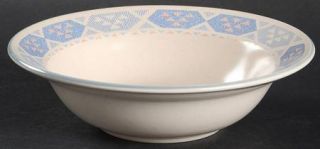 International Zuni Coupe Cereal Bowl, Fine China Dinnerware   Tan Body,Blue&Oran