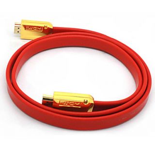 C Cable HDMI V1.4 Male to Male Cable Flat Type Red for 3D HD TV(3M)