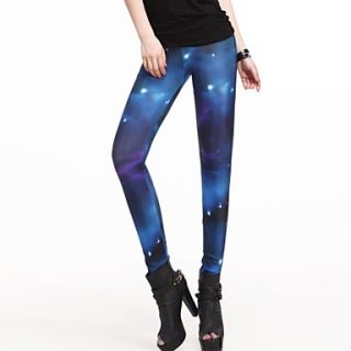 Elonbo Dark Blue Sky Style Digital Painting Women Free Size Tight Leggings