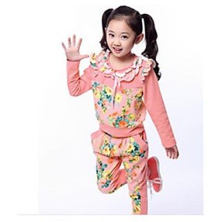 Girls Ruffle Side Floral Long Sleeve Clothing Sets
