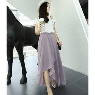 VS Style Womens Elegant Chiffon Irregular Swing Skirts (Purple)