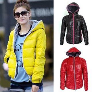Womens Candy Color Hoodie Zipper Down Jacket Coat Winter Outerwear
