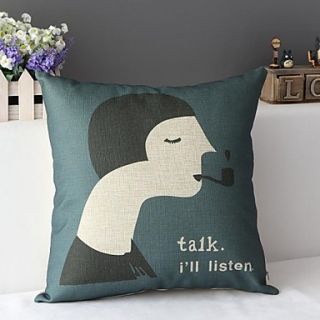 Artical Sound of Silence with Somking Pipe Woman Decorative Pillow Cover