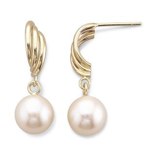 Cultured Freshwater Pearl Dangle Earrings 10K Gold, Womens