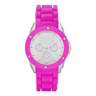 Womens Crystal Accent Faux Chronograph Watch, Purple