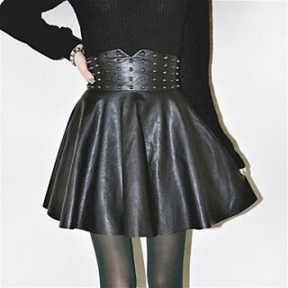 Womens Rivet PU High Waist Mini Skirt