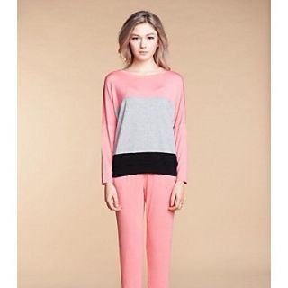 The Womens Modal Color Matched Long Sleeved Pants Home Furnishing Clothing Ladies Pajamas