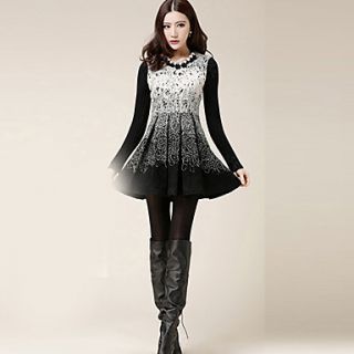 Newcomerland Knitted Woolen Korean Version Of Slim Thin Female Dress(White)