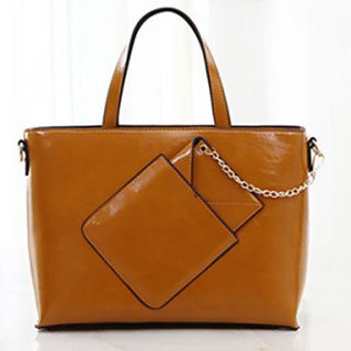 XIUQIU Womens Trendy Leather Tote Bag(Brown)