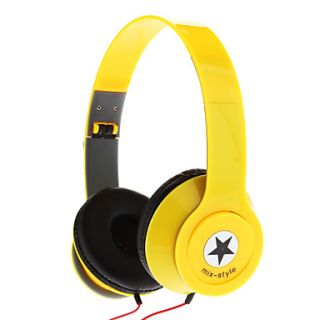 K 10 Star Pattern Adjustable Stereo 3.5mm Headphone Earphone for /4 Cellphone PC(Yellow)