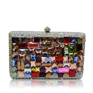 Women Full Colorful Organic Glass Diamonds and Rhinestones Evening Handbags/ Clutches