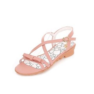 Faux Leather Womens Wedge Heel Open Toe Sandals with Bowknot Shoes(More Colors)