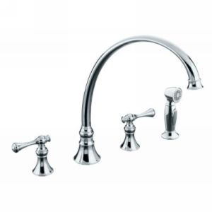 Kohler K 16111 4A CP Revival Two Handle Widespread Kitchen Sink Faucet