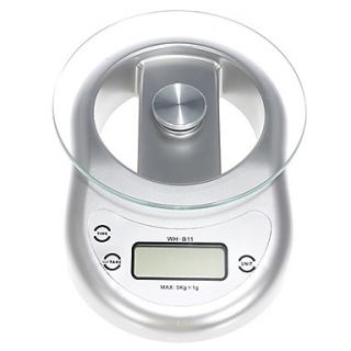 WH B11 1.8 LCD Digital Kitchen Scale with Clock and Timer Fuction (5kg / 1g / 2 x AAA)