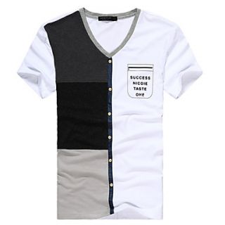 Senyue Mens Korean Cotton Short Sleeve T Shirt (White)