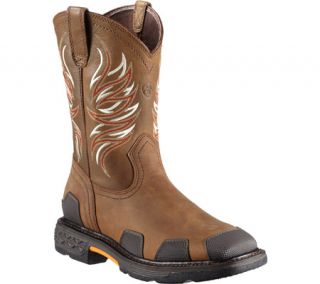Mens Ariat Overdrive™ Wide Square Toe   Toast/Lime Full Grain Leather Boo