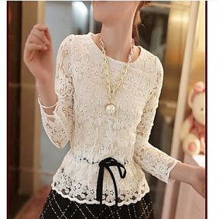 MUH Han Edition Cultivate OneS Morality Sets Round Collar Lace Embroidery Dress(White)