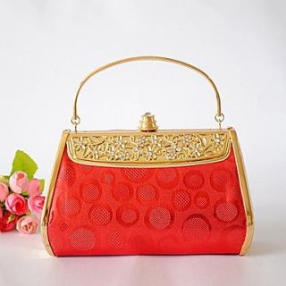 Womens Metal diamond evening bag red handbag(lining color on random)