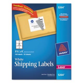 Avery Labels Shipping Labels with TrueBlock Technology, 3 1/3 x 4, White (5264)