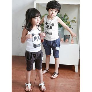 Childrens Panda Print Casual Sleeveless Clothing Sets