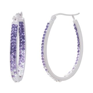 Inside Out Purple Crystal Ombre Hoop Earrings, Womens