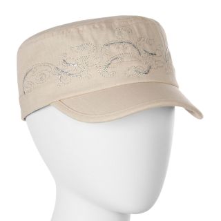 Scala Embroidered Cadet Cap, Khaki, Womens