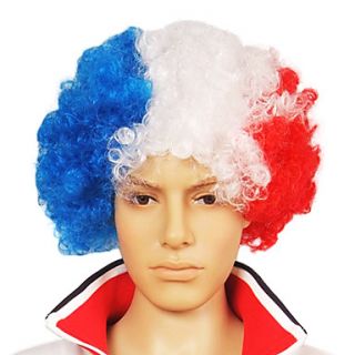 Capless Football Fans Party Wig(French Flag Colors)