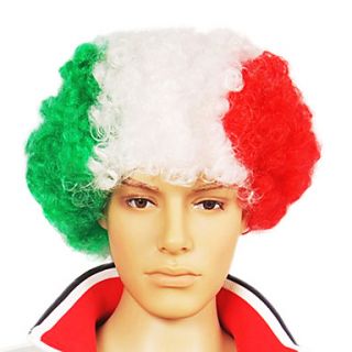 Capless Football Fans Party Wig(Italian Flag Colors)