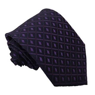 Mens Italy Style Purple Business Leisure Plaid Dot Microfibre Necktie