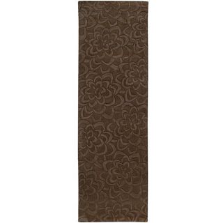 Candice Olson Loomed Chocolate Floral Plush Wool Rug (26 X 8)