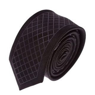 Mens Solid Colour Fashion Black Plaid Narrow Panel Necktie