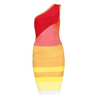 Sexy One Shoulder Ombre Bodycon Bandage Dress