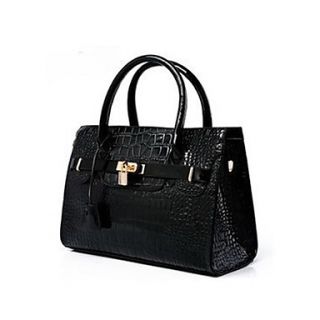 HONGQIU Womens Trendy Leather Tote Bag(Black)