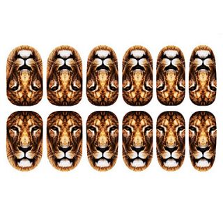 12PCS Lion Pattern Luminous Nail Art Stickers
