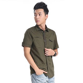 Senyue Mens Casual Spring Short Sleeve Shirt (Green,Khaki)