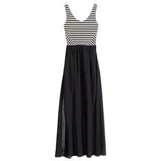 Calary Womens Stripe Print Black White Dress