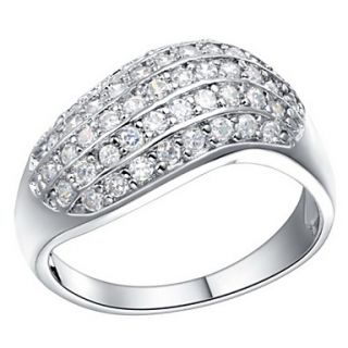 Fashionable Sliver With Cubic Zirconia Irregular rectangle Womens Ring(1 Pc)