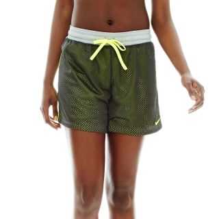 Nike Dri FIT Mesh Knit Shorts, Anthracite/volt, Womens