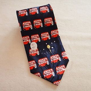 Mens Retro Wool Tie With Double Bus Pattern