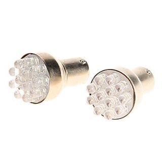 Tail Brake Turn Signals 12 LED Bulbs Lamp Lights White Super Bright for Motorcycle 2PCs