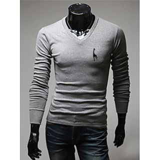 Midoo V  Neck Long Sleeve T Shirt(Light Gray)