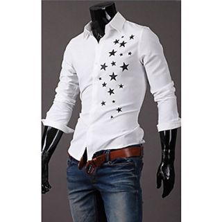 ZZT New MenS Long Sleeve Slim Star Print Shirt