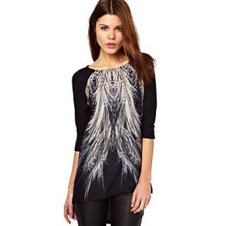Womens Peacock Tail Printed Casual T shirt