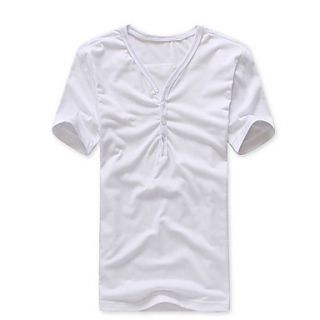 Shishangqiyi V Neck Short Sleeve Simple T Shirt(White)