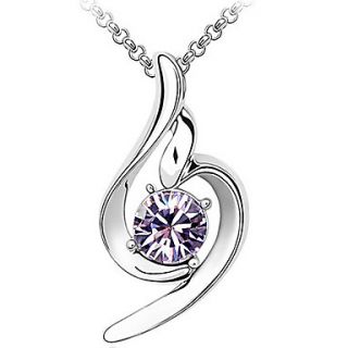 Xingzi Womens Charming Lilac Special Pattern Made With Swarovski Elements Crystal Dangling Necklace