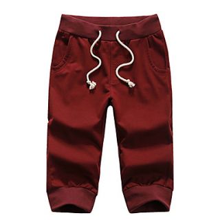 ARW Mens Leisure Solid Color Mid Length Wine Pants