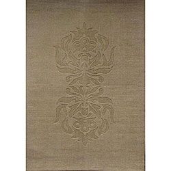 Hand tufted Carving Tan Wool Rug (8 X 11)