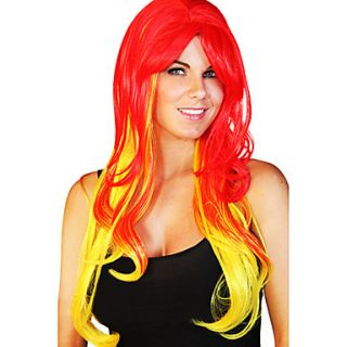 Fancy Ball Synthetic Party Wig Red Yellow Devil Cosplay Wig