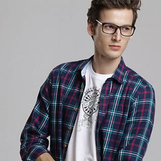 MSUIT Fashion MenS Grid Long Sleeve Shirt Z9128